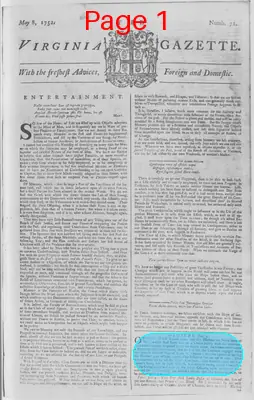 Page thumbnail for The Virginia Gazette