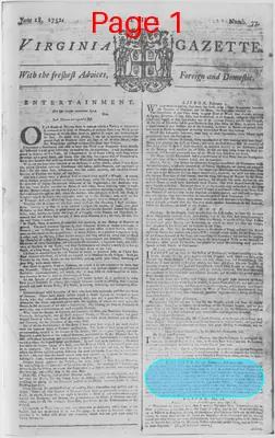 Page thumbnail for The Virginia Gazette