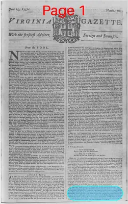 Page thumbnail for The Virginia Gazette