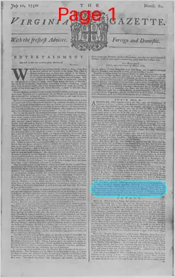 Page thumbnail for The Virginia Gazette
