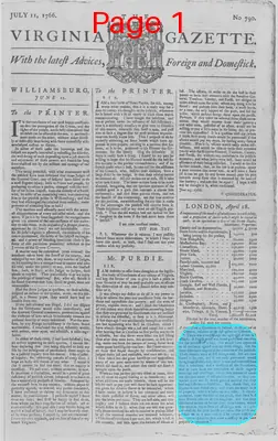 Page thumbnail for The Virginia Gazette