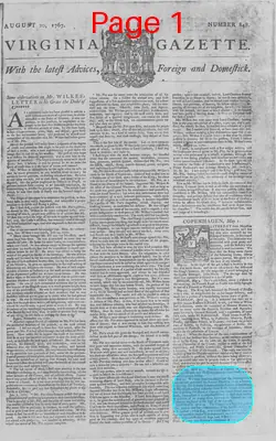 Page thumbnail for The Virginia Gazette