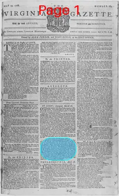 Page thumbnail for The Virginia Gazette