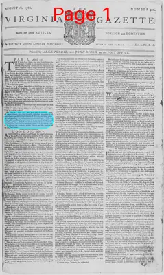 Page thumbnail for The Virginia Gazette