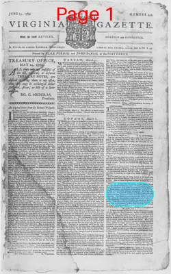 Page thumbnail for The Virginia Gazette