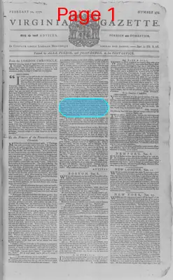 Page thumbnail for The Virginia Gazette