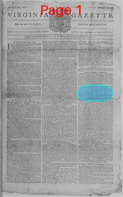 Page thumbnail for The Virginia Gazette
