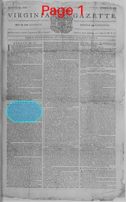 Page thumbnail for The Virginia Gazette