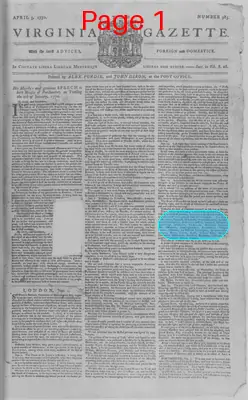 Page thumbnail for The Virginia Gazette