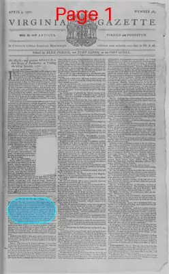 Page thumbnail for The Virginia Gazette