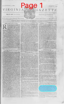 Page thumbnail for The Virginia Gazette