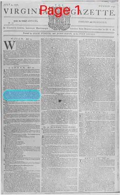 Page thumbnail for The Virginia Gazette
