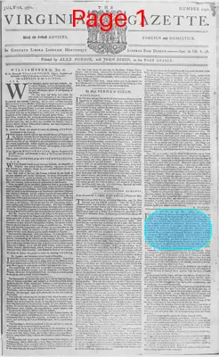 Page thumbnail for The Virginia Gazette
