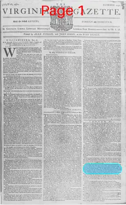 Page thumbnail for The Virginia Gazette