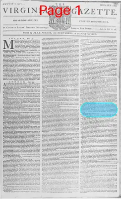 Page thumbnail for The Virginia Gazette