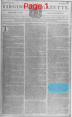 Page thumbnail for The Virginia Gazette