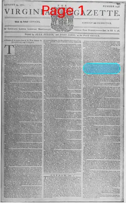 Page thumbnail for The Virginia Gazette