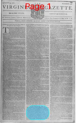 Page thumbnail for The Virginia Gazette