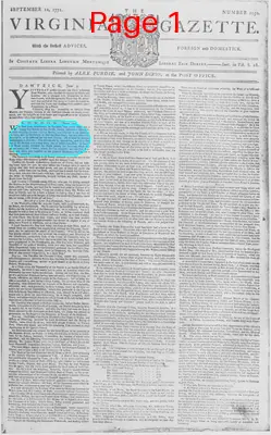 Page thumbnail for The Virginia Gazette