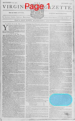 Page thumbnail for The Virginia Gazette