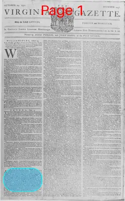 Page thumbnail for The Virginia Gazette