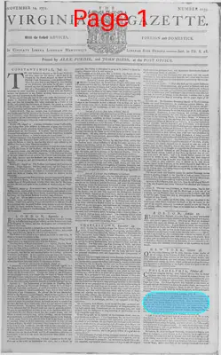 Page thumbnail for The Virginia Gazette