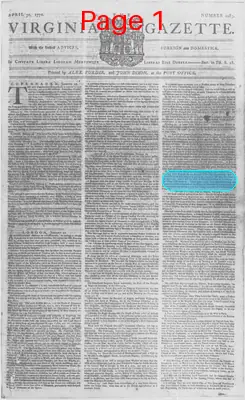 Page thumbnail for The Virginia Gazette
