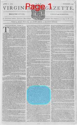 Page thumbnail for The Virginia Gazette