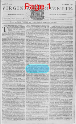 Page thumbnail for The Virginia Gazette