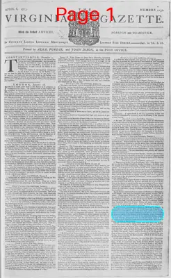 Page thumbnail for The Virginia Gazette