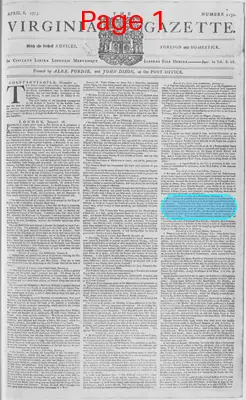 Page thumbnail for The Virginia Gazette