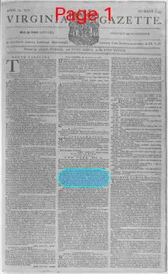 Page thumbnail for The Virginia Gazette