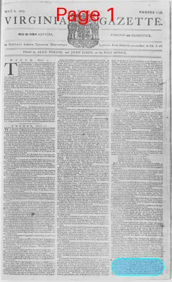 Page thumbnail for The Virginia Gazette