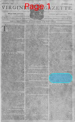 Page thumbnail for The Virginia Gazette
