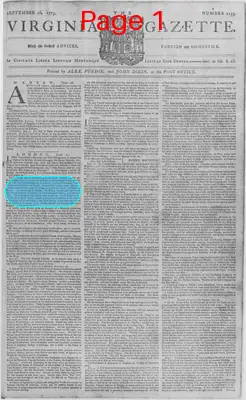 Page thumbnail for The Virginia Gazette