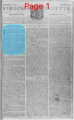 Page thumbnail for The Virginia Gazette
