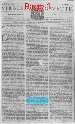 Page thumbnail for The Virginia Gazette
