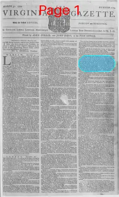 Page thumbnail for The Virginia Gazette