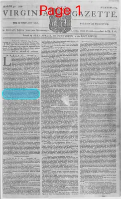 Page thumbnail for The Virginia Gazette