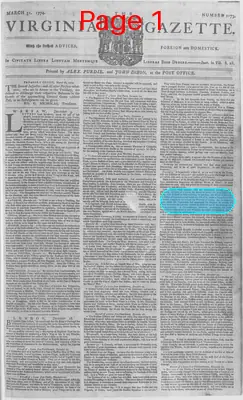 Page thumbnail for The Virginia Gazette