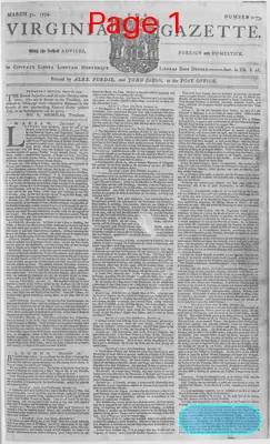 Page thumbnail for The Virginia Gazette