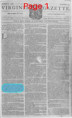 Page thumbnail for The Virginia Gazette