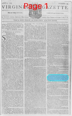 Page thumbnail for The Virginia Gazette