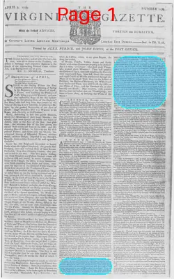 Page thumbnail for The Virginia Gazette