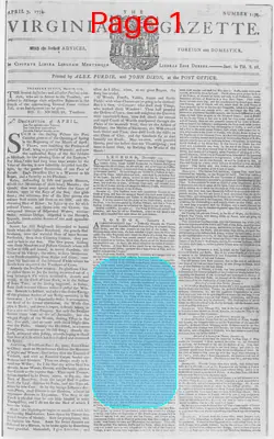 Page thumbnail for The Virginia Gazette