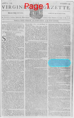 Page thumbnail for The Virginia Gazette