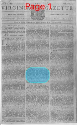 Page thumbnail for The Virginia Gazette