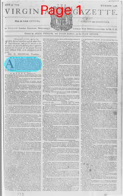 Page thumbnail for The Virginia Gazette