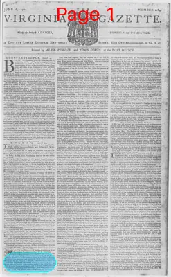 Page thumbnail for The Virginia Gazette