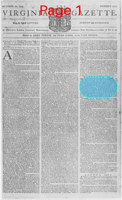 Page thumbnail for The Virginia Gazette